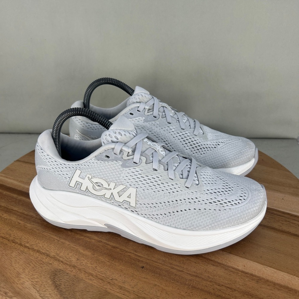 Hoka One One Rincon 4 Womens Running Shoes Gray White 1155115-BSTC Size 8 B